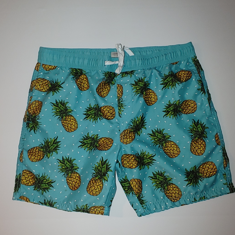 Pineapple‎ Print Swim Shorts - Blue